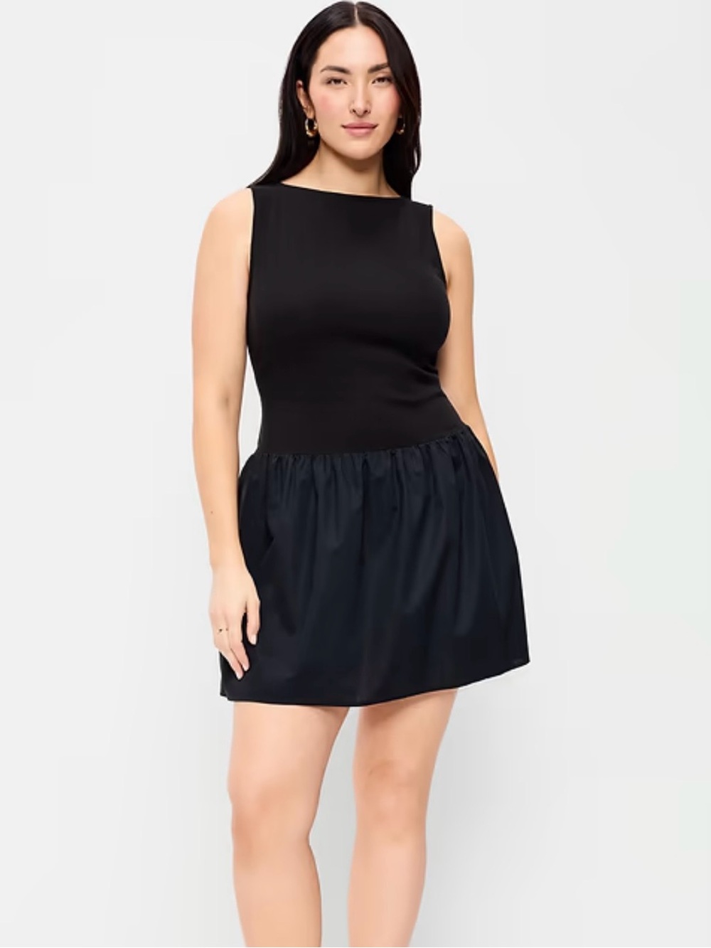 NWT Old Navy Solid Drop Waist Sleeveless Mini Dress, Black, Size 2X